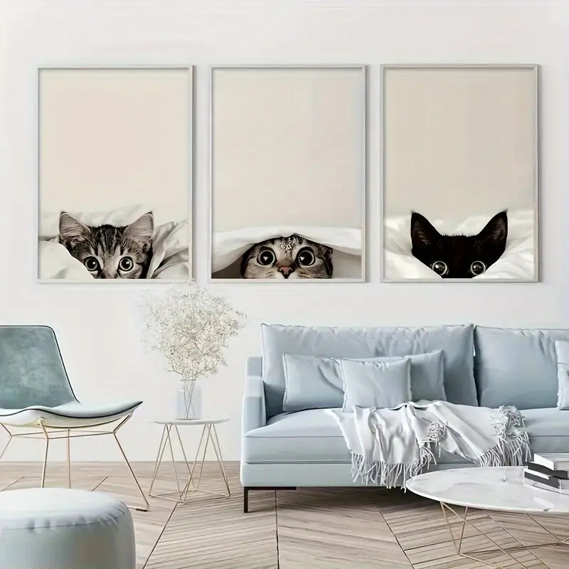 مجموعة من 3 لوحات قماشية لقطط - مراجعة Abstract Canvas Set وسعره