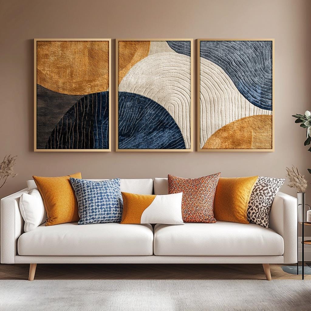 3 قطع لوحة قماشية بدون إطار، م - مراجعة Abstract Canvas Set وسعره